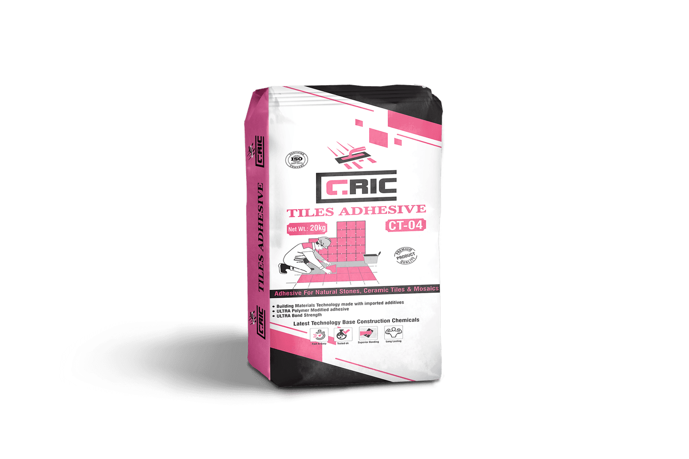 CRIC CT-04 tile adhesive bag for heavy exterior stone and large slabs
